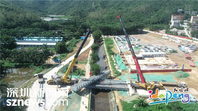 深圳地铁8号线三期工程溪涌车辆基地交通疏解路桥梁顺利架设(图2)